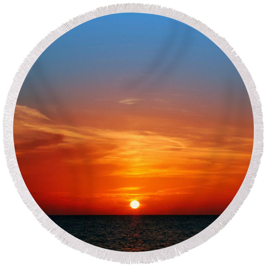 Sunset Round Beach Towel featuring the photograph A Little Hole in the Sky by Montez Kerr