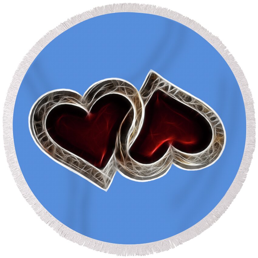 Heart Round Beach Towel featuring the photograph A Pair Of Hearts - Horizontal by Shane Bechler