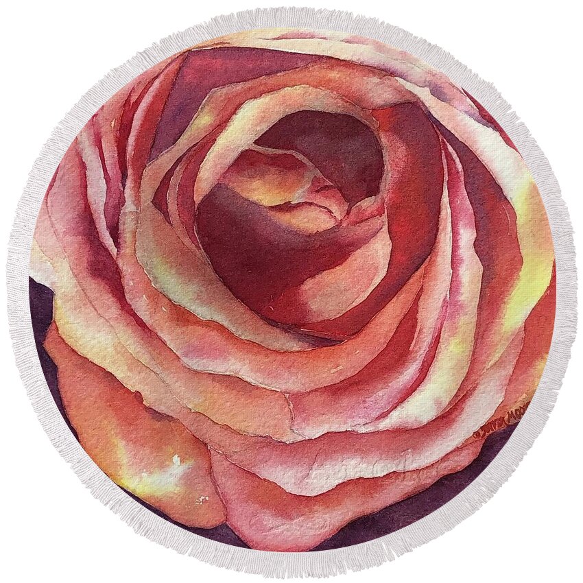 Rose Paintings. Rose Prints Round Beach Towel featuring the painting A Rose is Still a Rose by Tara Moorman