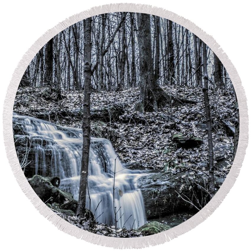  Round Beach Towel featuring the photograph A Secret Falls in the Fall by Brad Nellis
