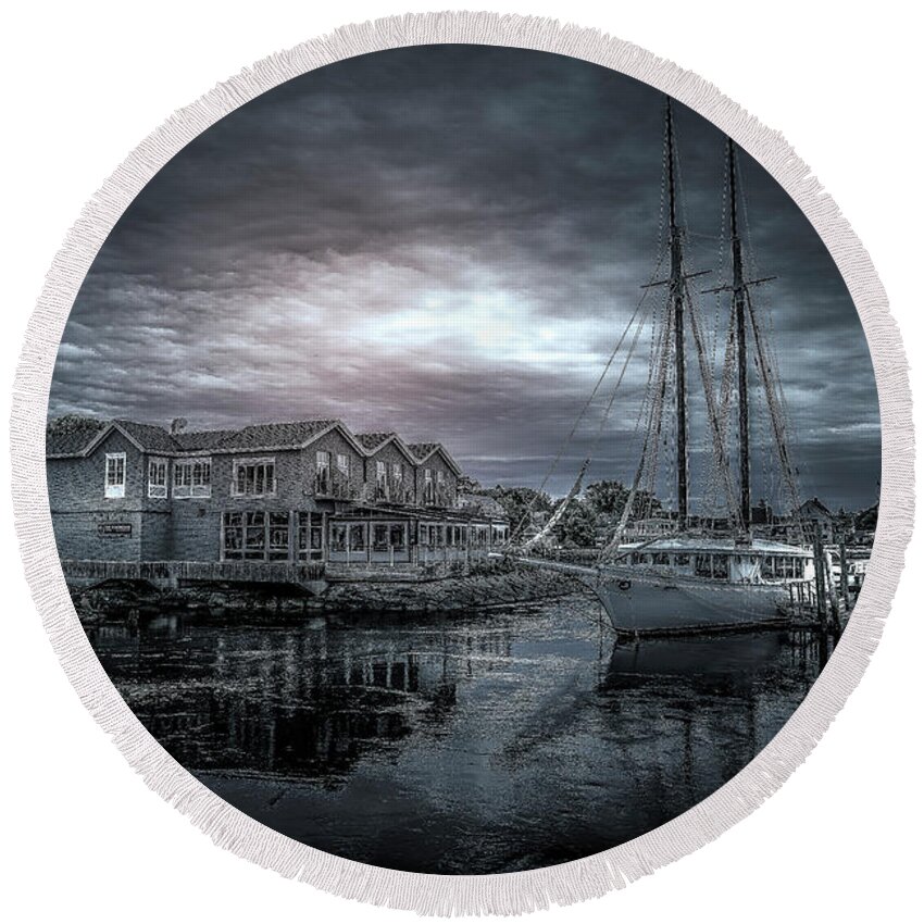  Round Beach Towel featuring the photograph A Stormy Evening by Penny Polakoff
