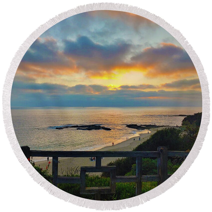 Sunset Round Beach Towel featuring the photograph A Sunset With Love by Marcus Jones