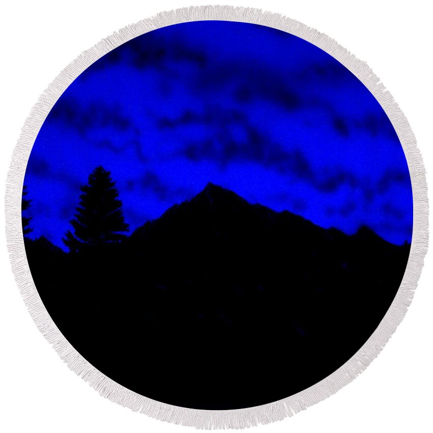 Nocturnal Round Beach Towel featuring the painting Above The Foothills by Frank Wilson