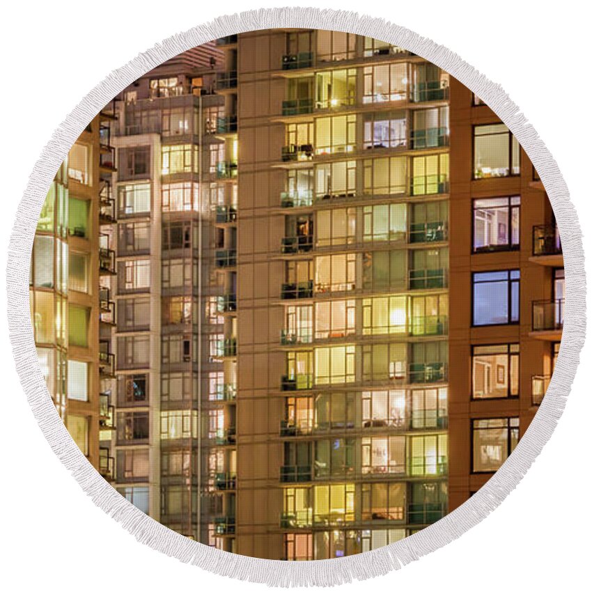 Abstract Round Beach Towel featuring the photograph Abstract Apartment Buildings by Rick Deacon