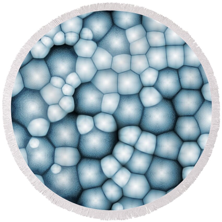 Blue Round Beach Towel featuring the digital art Abstract Blue Bubbles by Phil Perkins