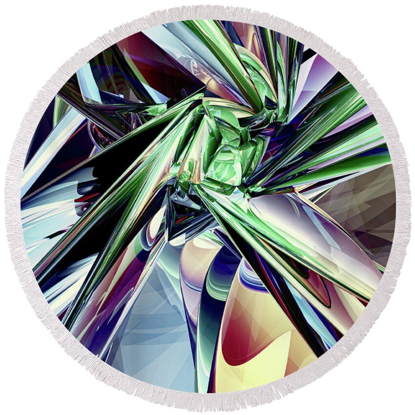Three Dimensional Round Beach Towel featuring the digital art Abstract Chaos by Phil Perkins