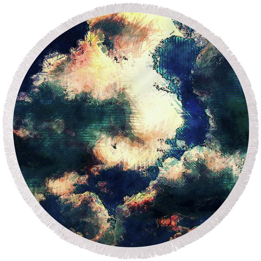 Clouds Round Beach Towel featuring the digital art Abstract Clouds by Phil Perkins