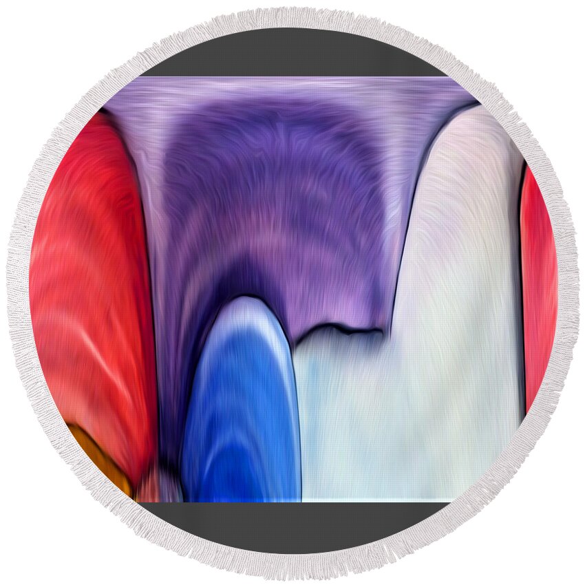Abstract Art Round Beach Towel featuring the digital art Abstract Hills by Ronald Mills