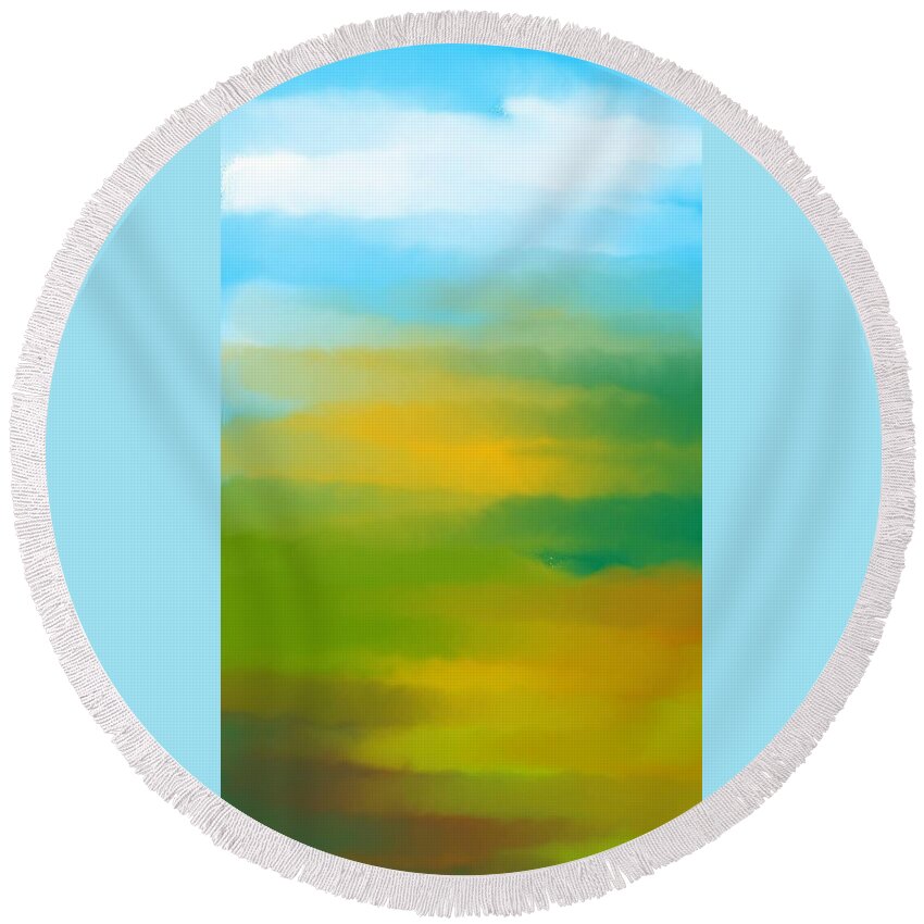 Abstract Round Beach Towel featuring the digital art Abstract landscape 002 by Faa shie