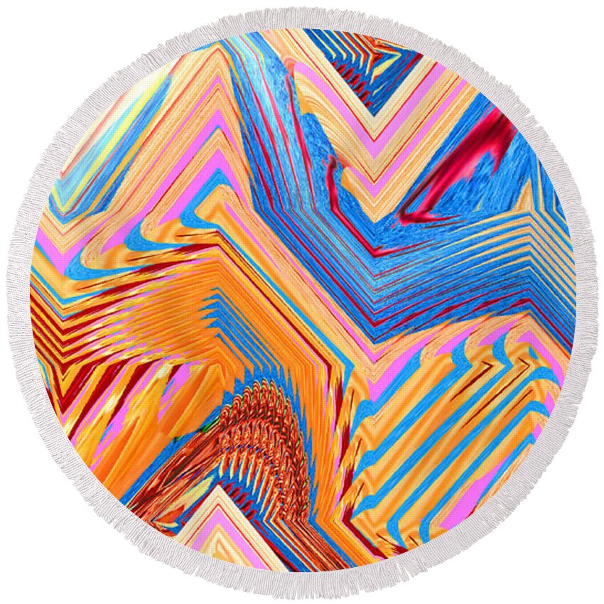 Abstract Art Round Beach Towel featuring the digital art Abstract Maze by Ronald Mills