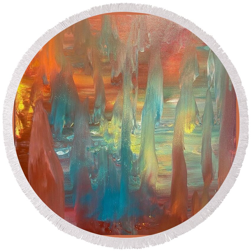  Round Beach Towel featuring the painting Abstract_29 by Pour Your heART Out Artworks