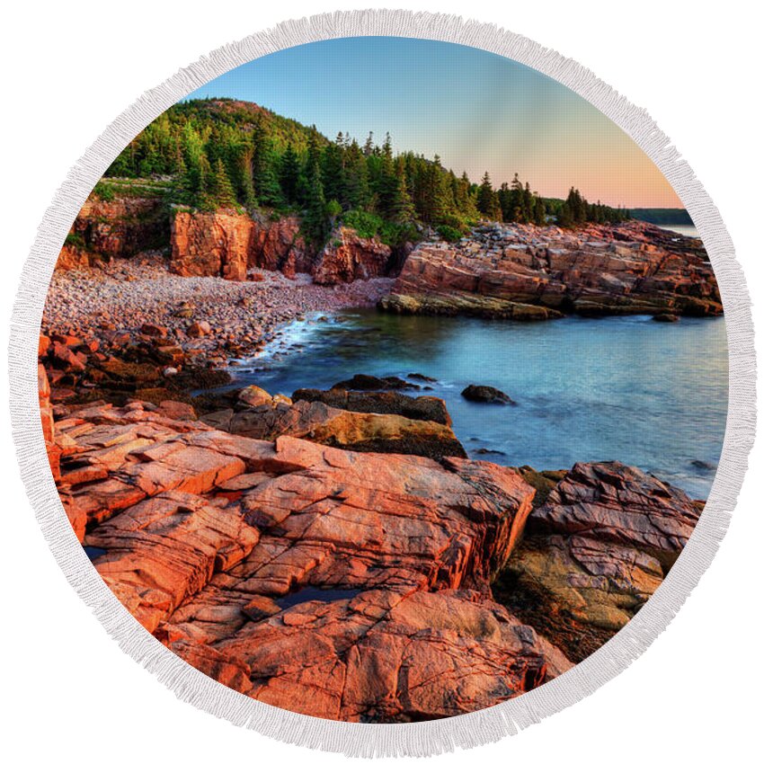 Acadia National Park Round Beach Towel featuring the photograph Acadia 3812 by Greg Hartford