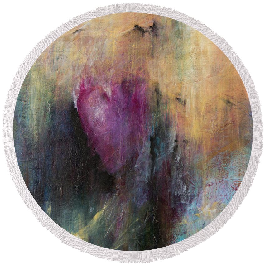 Painting Round Beach Towel featuring the painting Affairs of the Heart by Lee Beuther