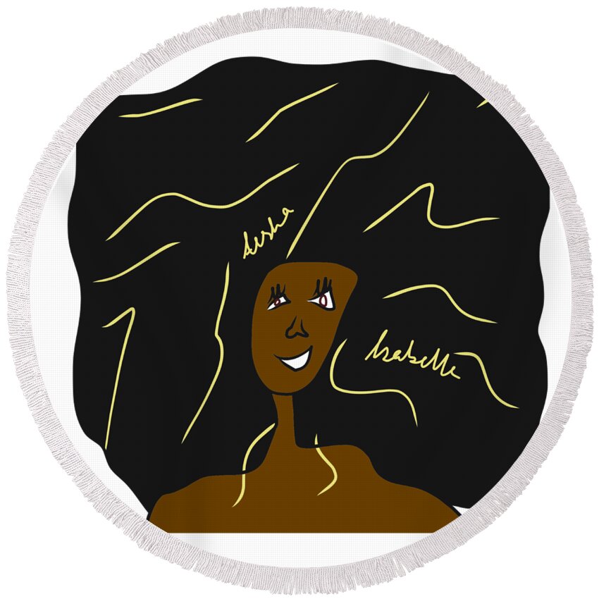 Afro Round Beach Towel featuring the digital art Afro Love I by Aisha Isabelle