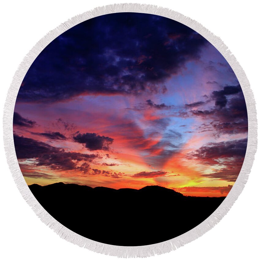 Arizona Round Beach Towel featuring the photograph After The Storm - Dark Sky by Gene Taylor