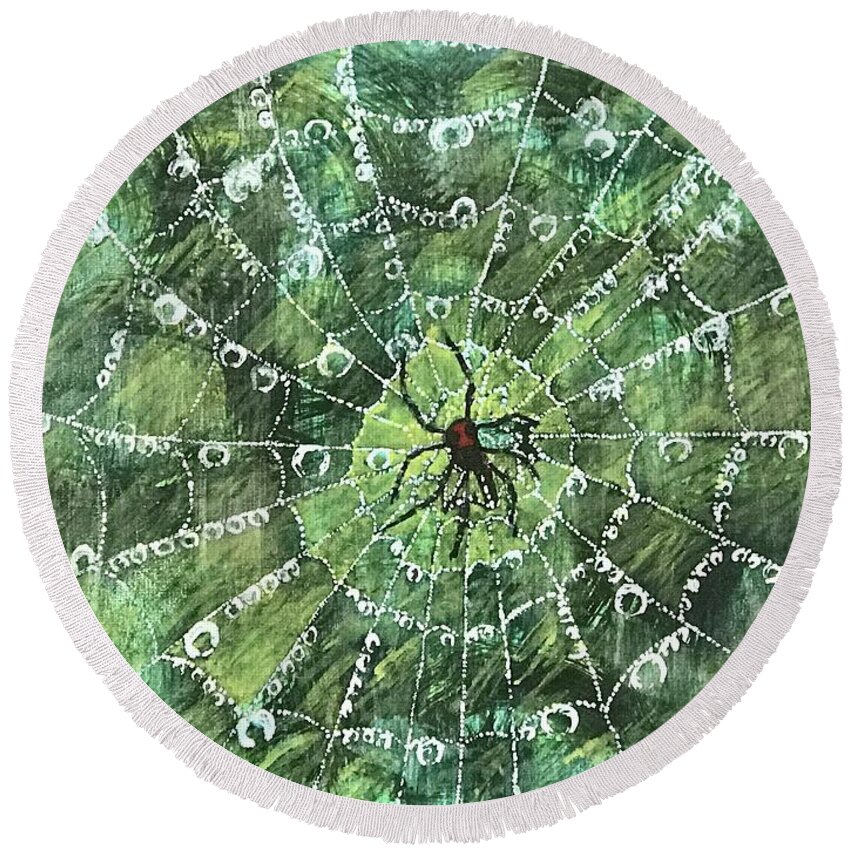 Spider Round Beach Towel featuring the painting After The Storm by Kathy Marrs Chandler
