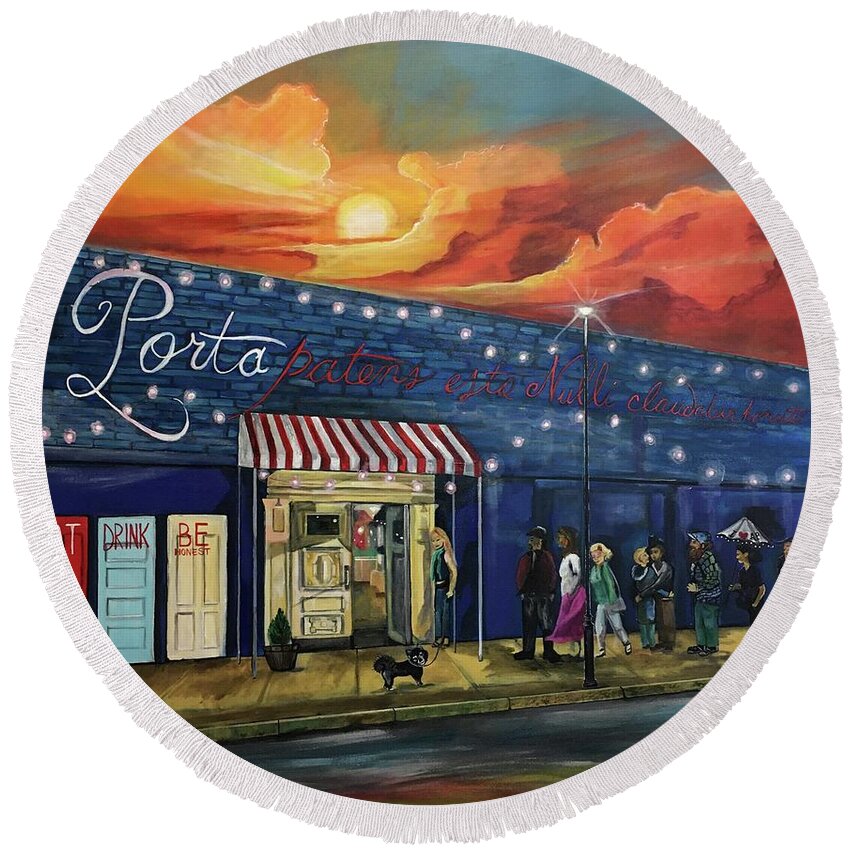 Porta Round Beach Towel featuring the painting After the Storm there is Always Porta by Patricia Arroyo
