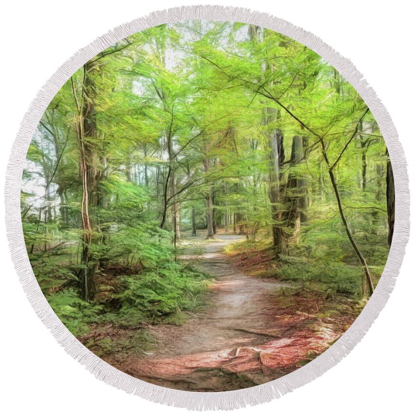 Nature Round Beach Towel featuring the photograph Afternoon Hike by Susan Hope Finley