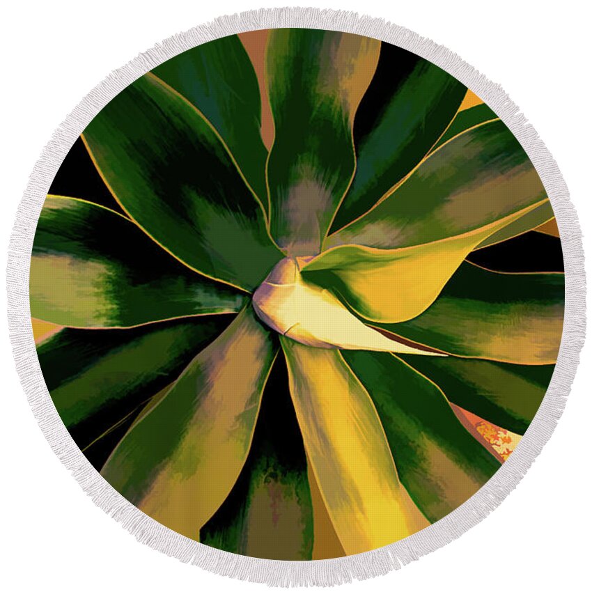 Abstract Round Beach Towel featuring the photograph Agave Abstract by Roslyn Wilkins
