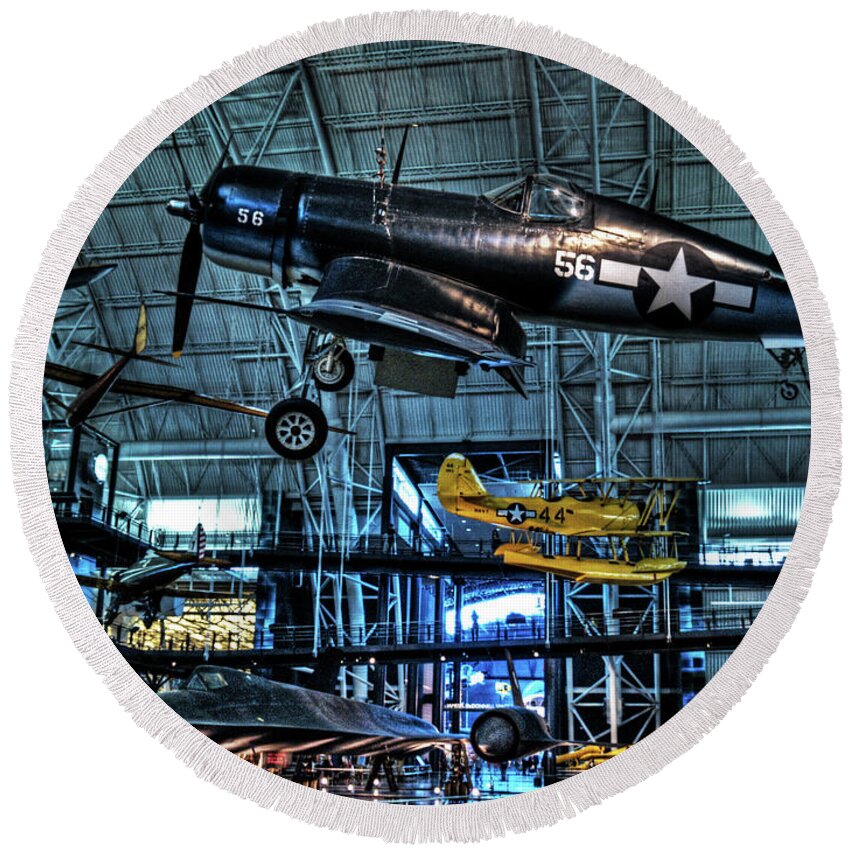Space Round Beach Towel featuring the photograph Air and Space Museum by Jon Herrera