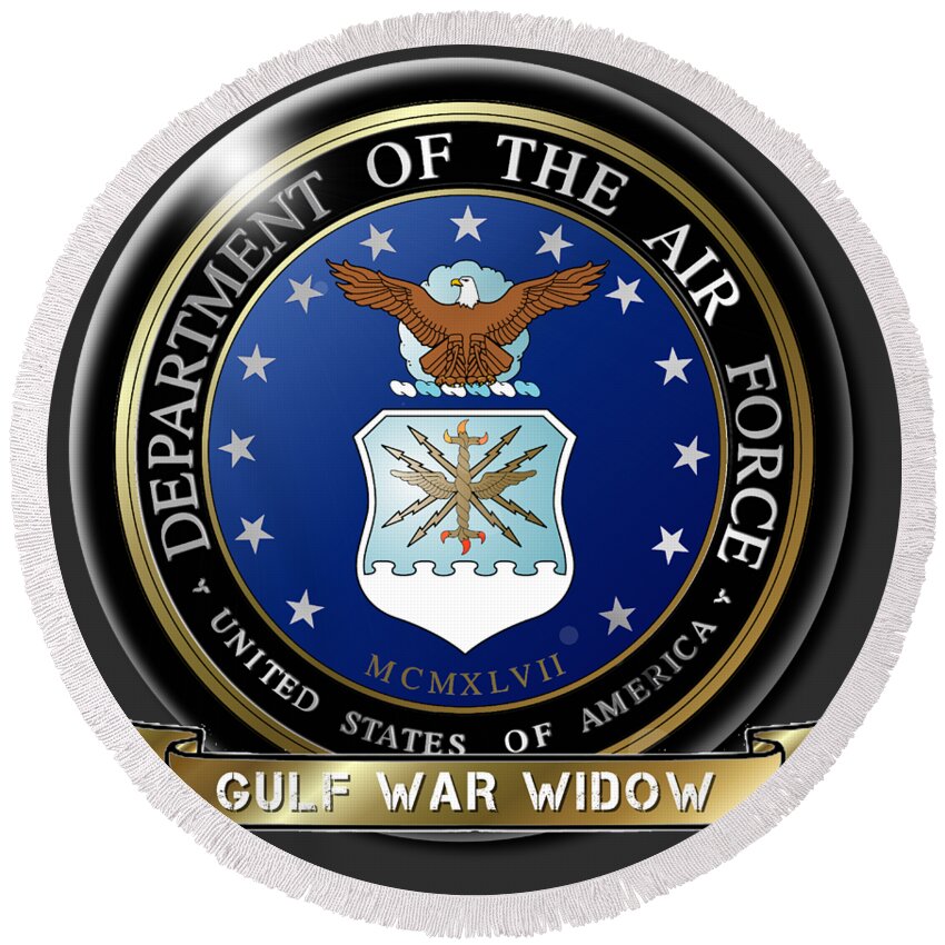 United Round Beach Towel featuring the digital art Air Force Widow by Bill Richards