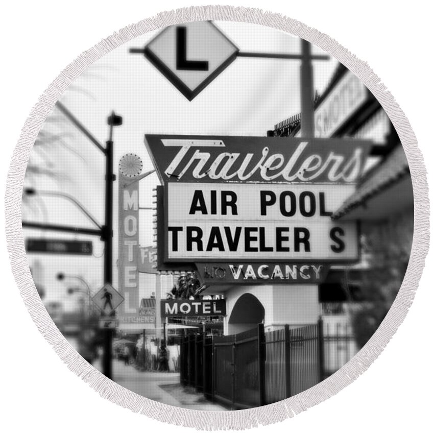  Round Beach Towel featuring the photograph Air Pool Travelers by Rodney Lee Williams