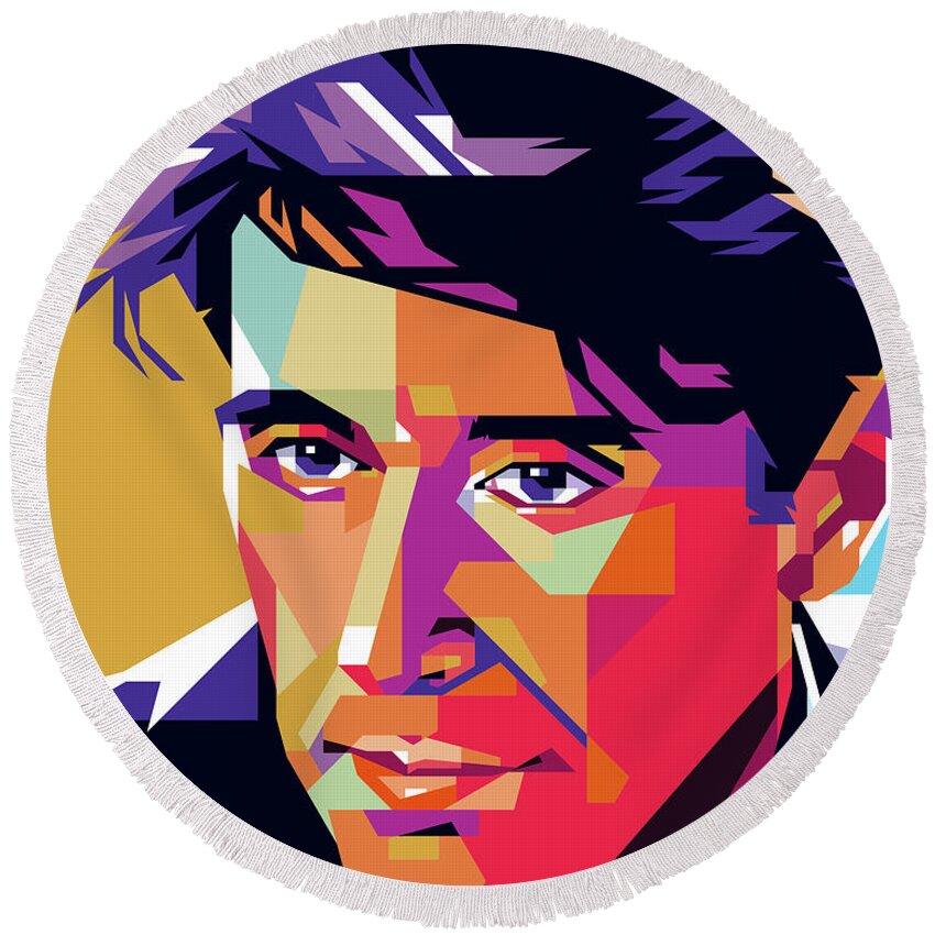Al Pacino Round Beach Towel featuring the digital art Al Pacino illustration by Movie World Posters