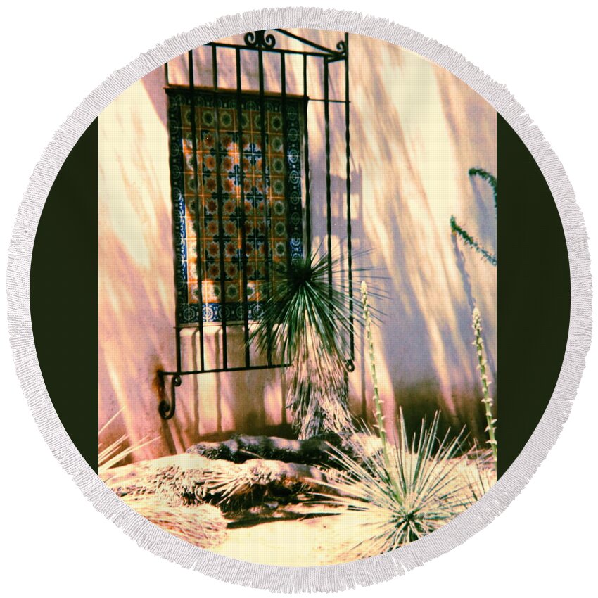 Tucson Round Beach Towel featuring the photograph Alcove by M Diane Bonaparte