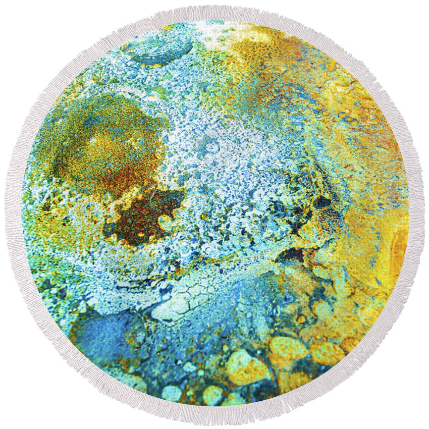 Yellow Round Beach Towel featuring the photograph Alien Planet Aerial by Liquid Eye
