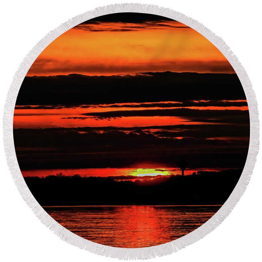 Digital Photography Round Beach Towel featuring the photograph All A Glow by Eunice Miller