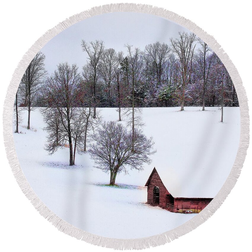 Snow Round Beach Towel featuring the photograph All is calm... by Rick Lipscomb