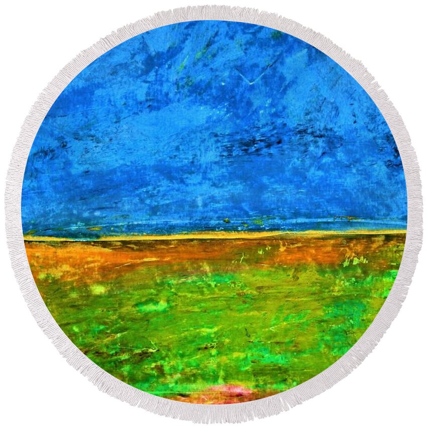Seascape Round Beach Towel featuring the painting Alluvium by Michael Baroff