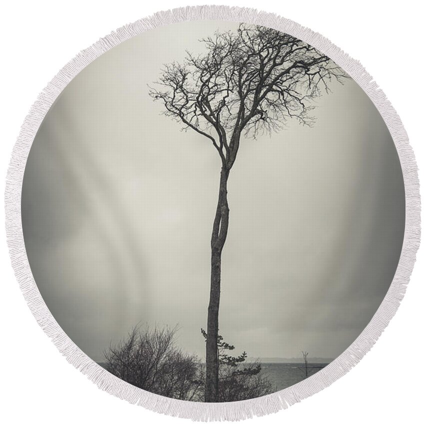 Tree Round Beach Towel featuring the photograph Alone in the Wind by Philippe Sainte-Laudy