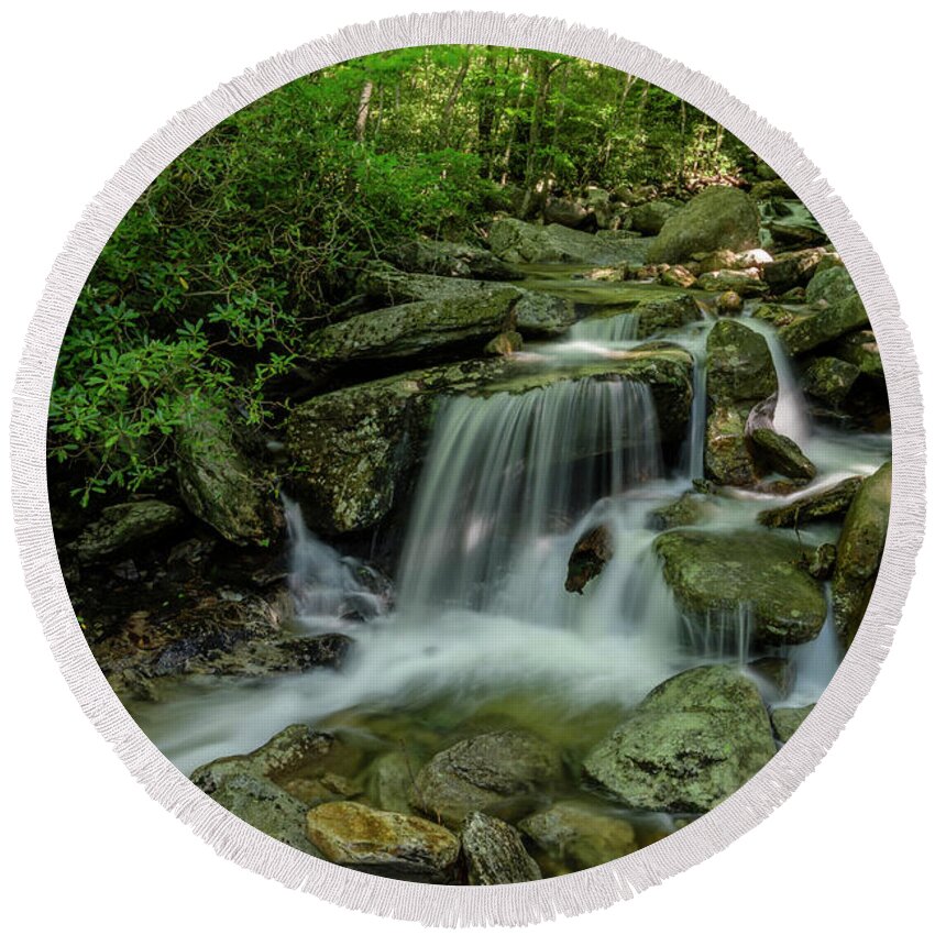 Blue Ridge Mountains Round Beach Towel featuring the photograph Along the Creek by Melissa Southern