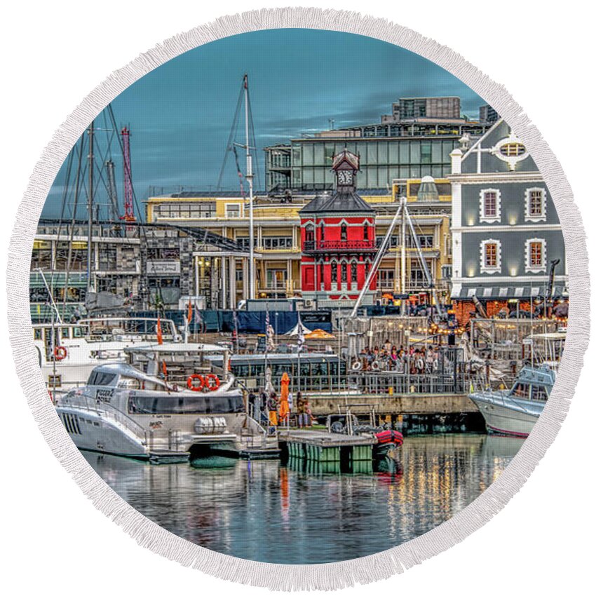 Cape Town Round Beach Towel featuring the photograph Along the Waterfront in Capetown by Marcy Wielfaert