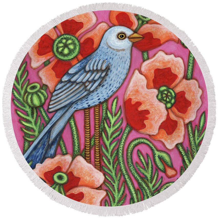 Bird Round Beach Towel featuring the painting Alpenglow by Amy E Fraser