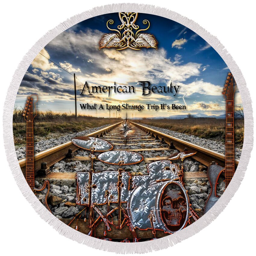 American Beauty Round Beach Towel featuring the digital art American Beauty by Michael Damiani