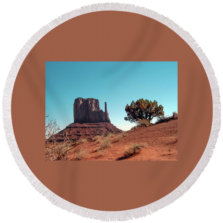 Monument Round Beach Towel featuring the photograph American Southwest. by Louis Dallara
