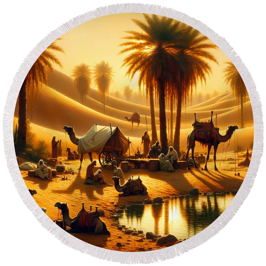 Arabian Camel Round Beach Towels