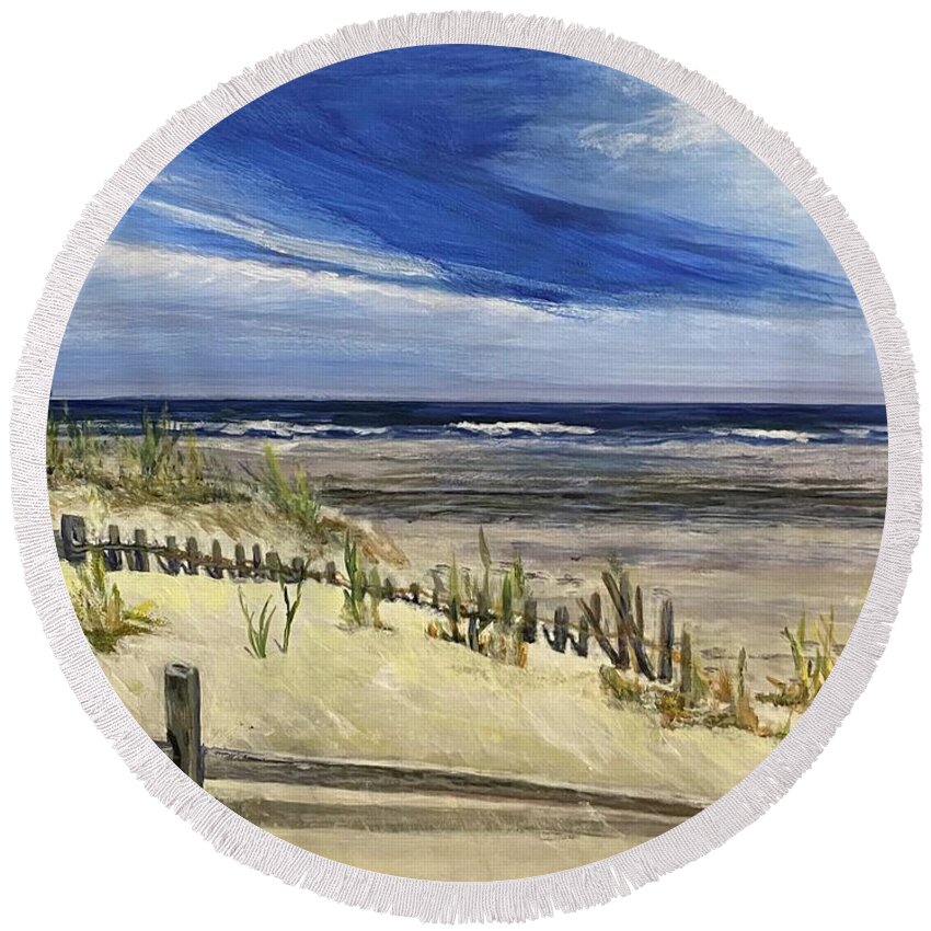 Painting Round Beach Towel featuring the painting An Ever Changing Canvas by Paula Pagliughi