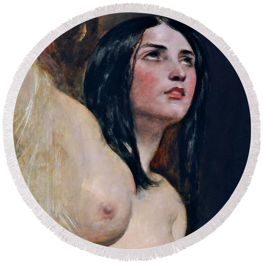 Andromeda Round Beach Towel featuring the painting Andromeda by William Etty