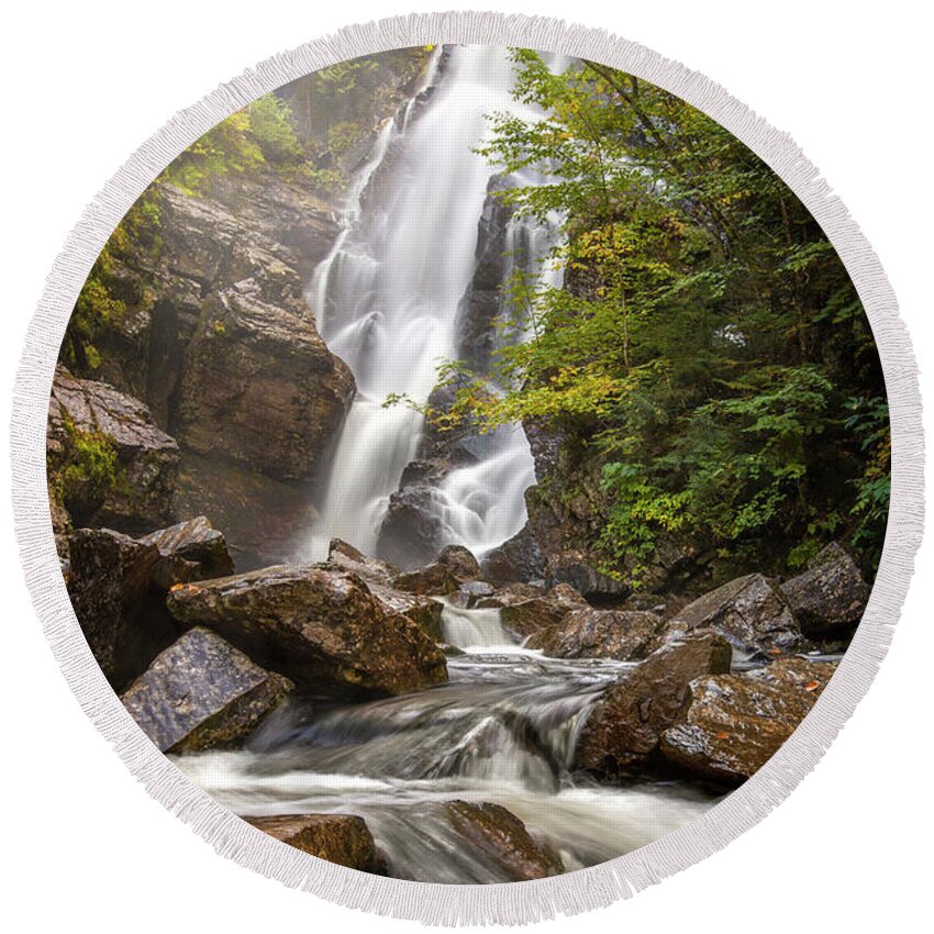 Angel Round Beach Towel featuring the photograph Angel Falls Autumn Light by White Mountain Images