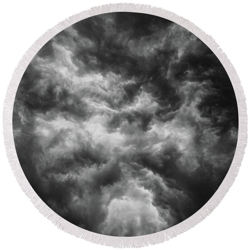 Clouds Round Beach Towel featuring the photograph Angry Clouds by Louis Dallara