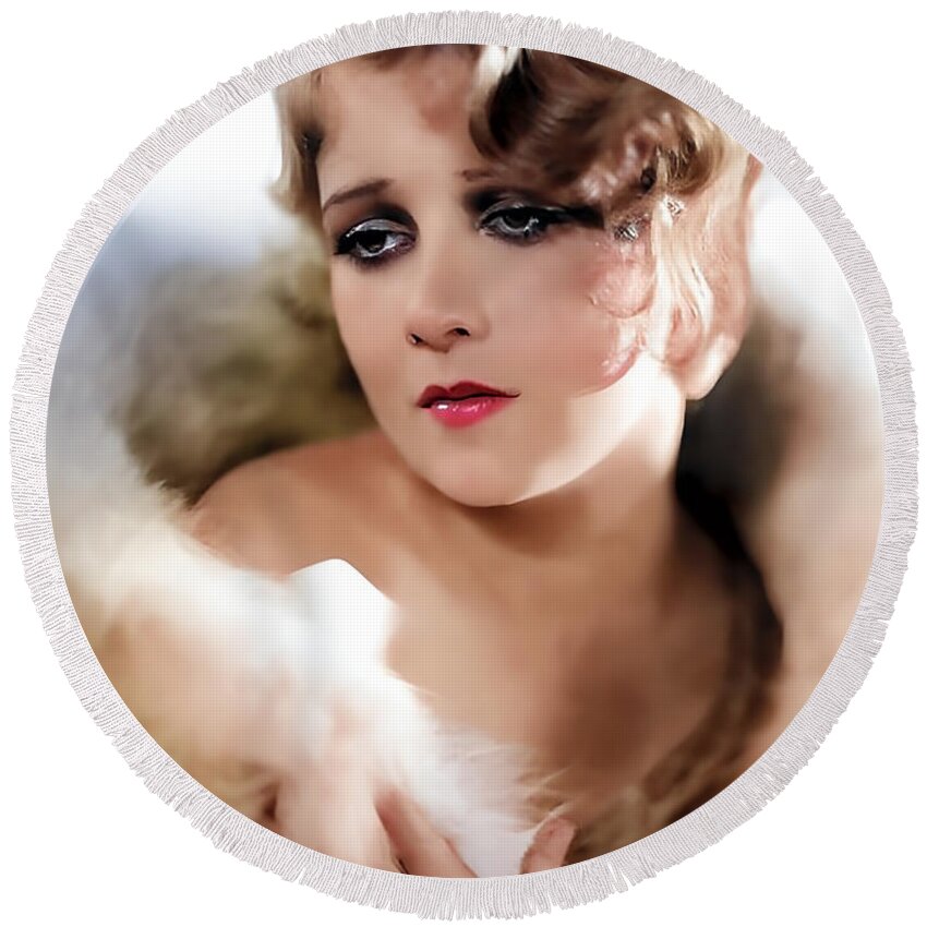 Anita Page 2 Round Beach Towel featuring the digital art Anita Page 2 by Chuck Staley