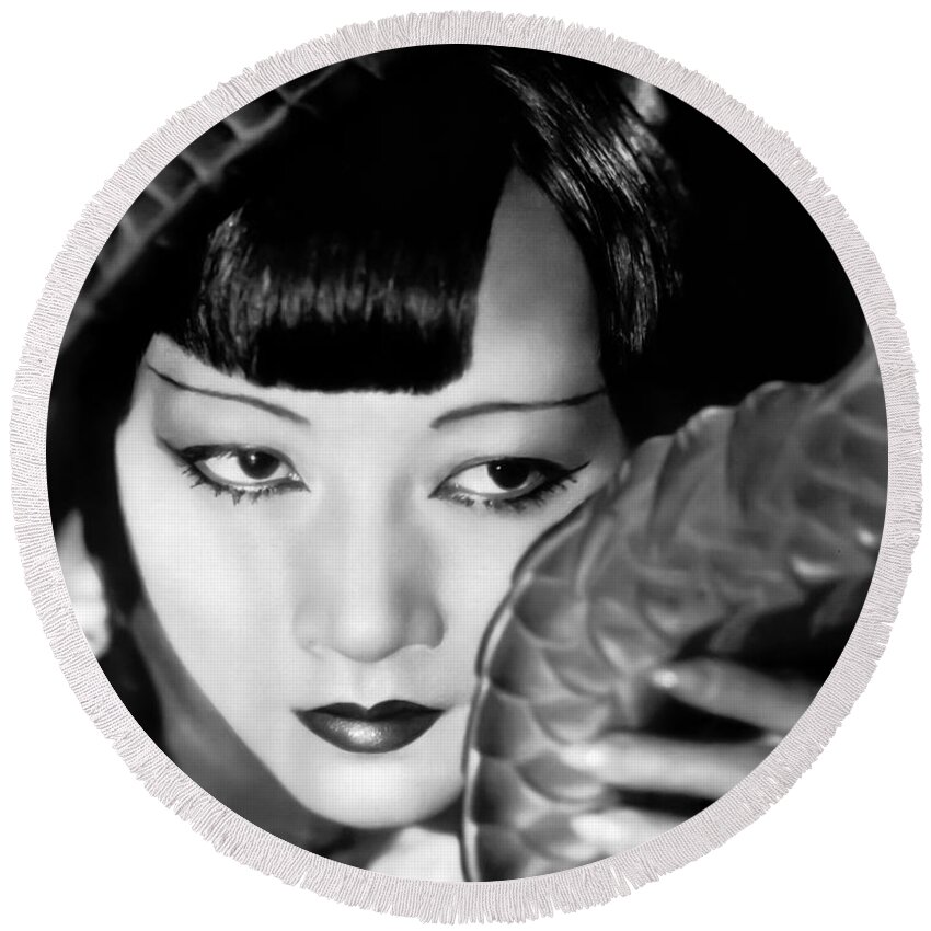 Anna May Wong Round Beach Towel featuring the photograph Anna May Wong by Sad Hill - Bizarre Los Angeles Archive