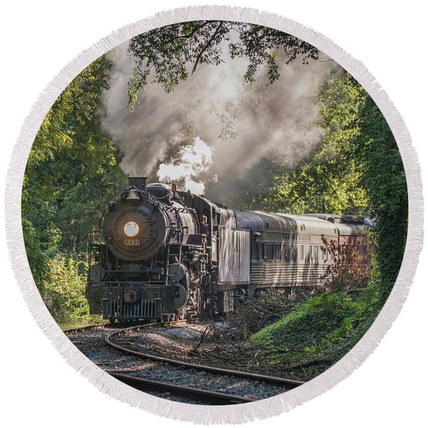 Railroad Round Beach Towel featuring the photograph Anne P. Baker Gallery Steel Rails Show 29 by Jim Pearson