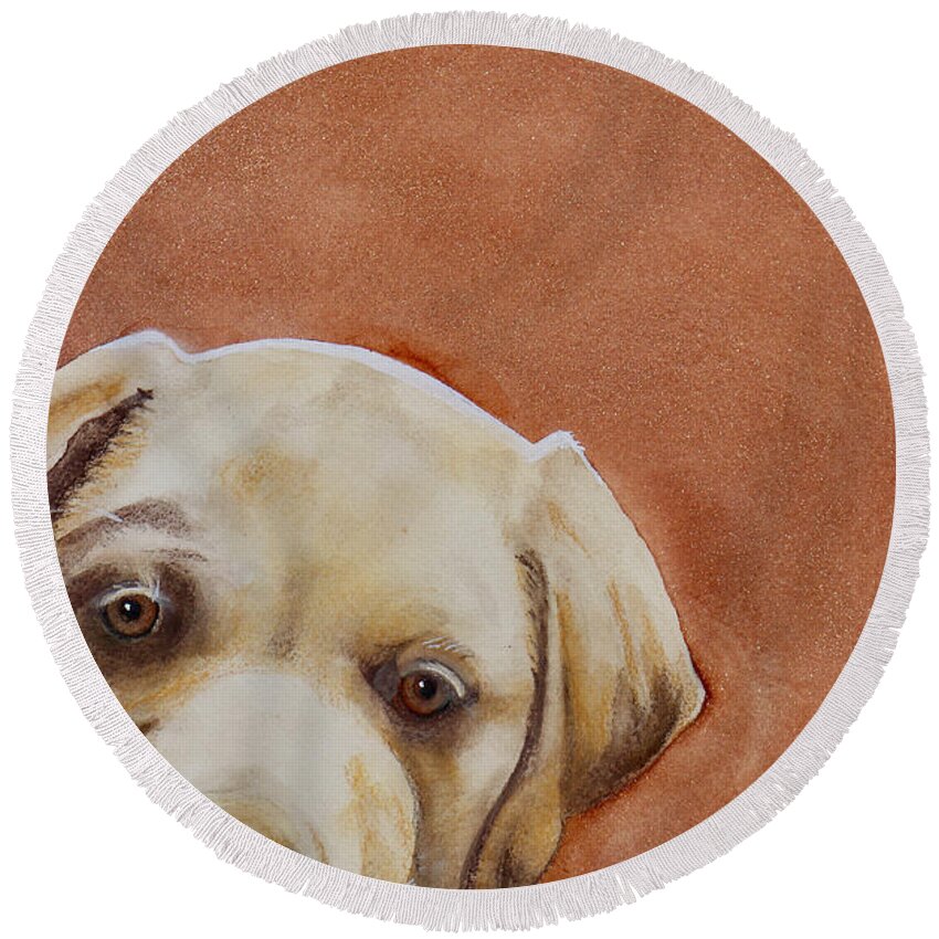 Brown Round Beach Towel featuring the painting Annie 1 Watercolor by Kimberly Walker