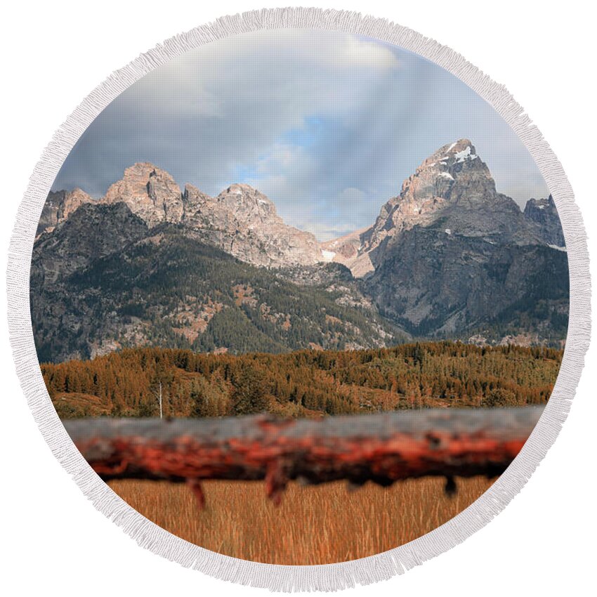 Mountain Round Beach Towel featuring the photograph Another day in the Tetons by Go and Flow Photos