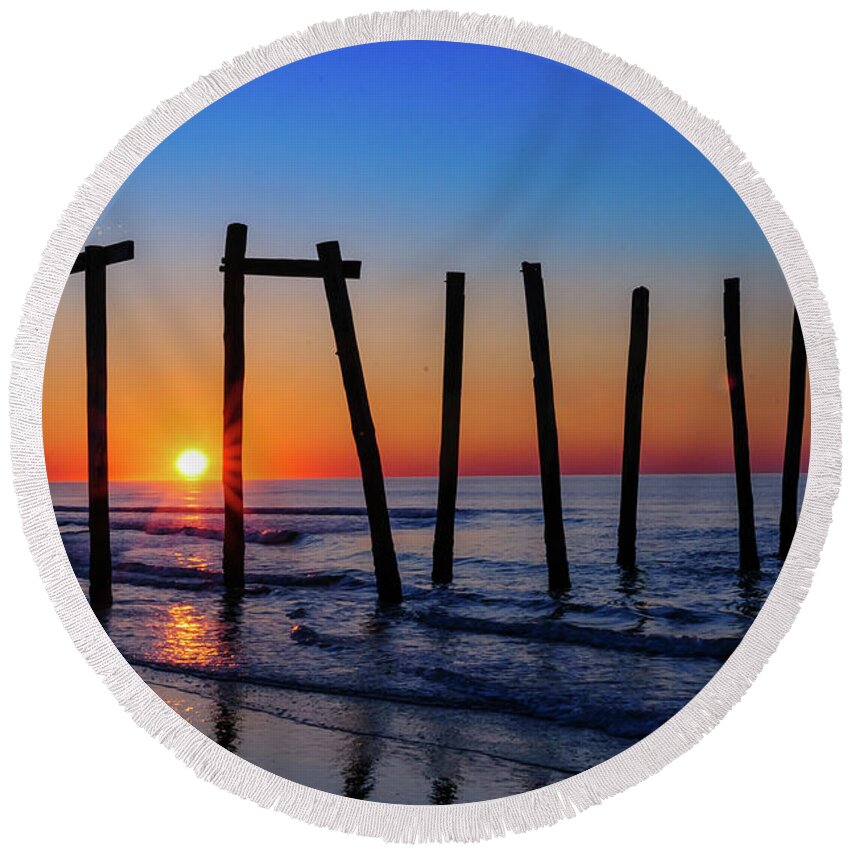 59th Pier Round Beach Towel featuring the photograph Another Sunrise by Louis Dallara