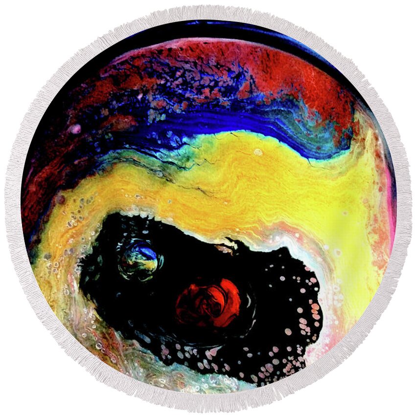 Planet Round Beach Towel featuring the painting Another World by Anna Adams